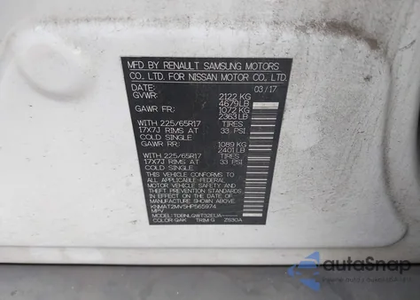 2017 Nissan Rogue Sv from USA, damaged, VIN KNMAT2MV5HP565974